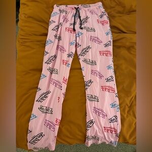 Von Dutch Pink Logo-Print Pajama Pants